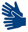 Logo Gebärdensprache: zwei ausgestreckte Hände, welche sich bewegen